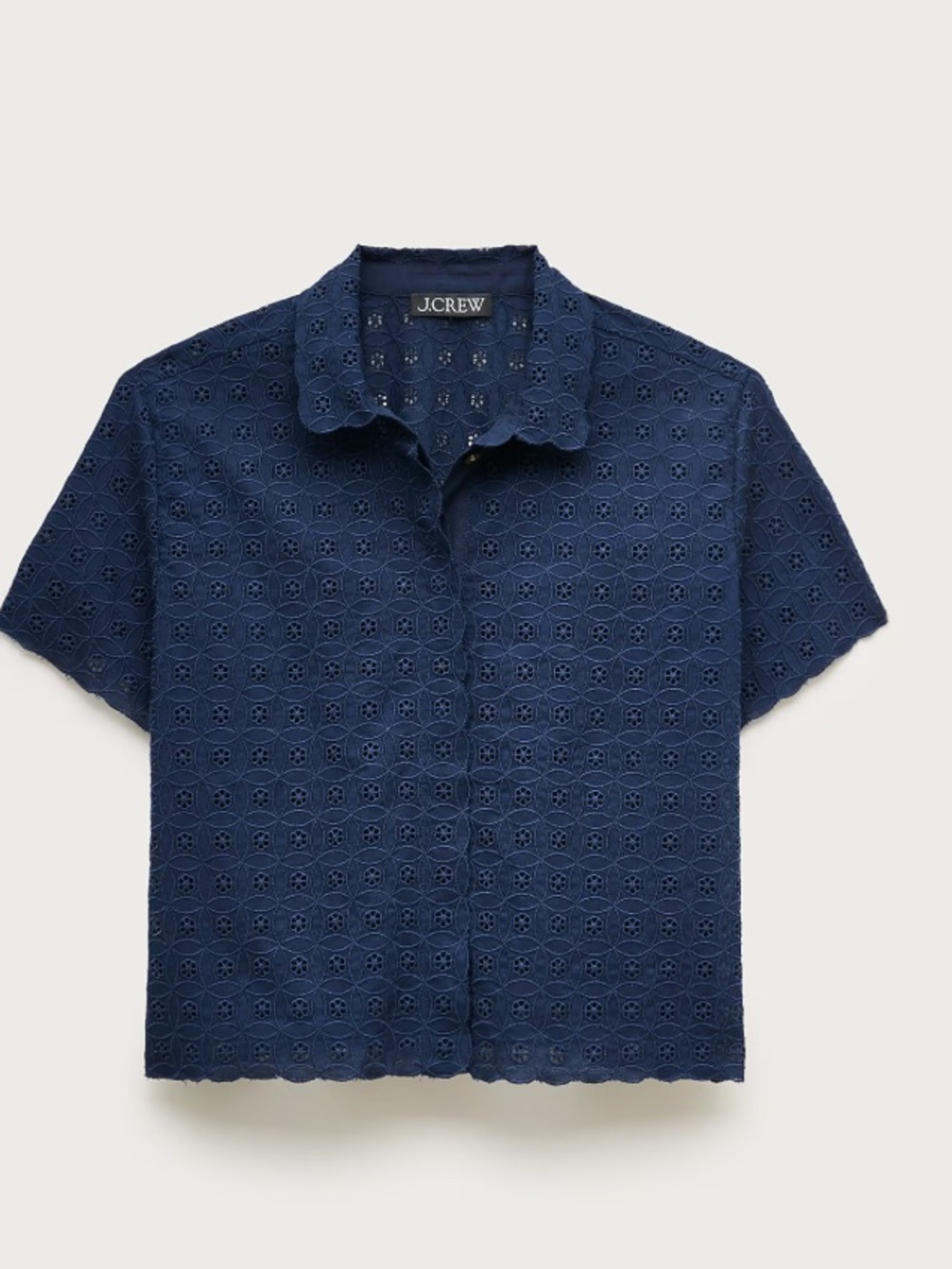J. Crew Gamine button-up shirt in eyelet Navy Eyelet Short-Sleeve Button-Down To